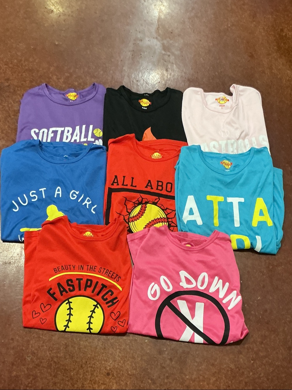 Girls' Assorted Graphic Softball T-Shirts - Multi Colors Set of 8